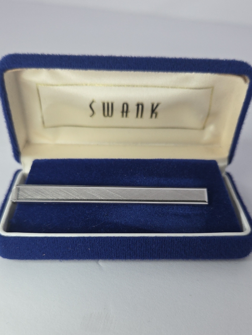 Swank Silvertone Tie Clip And Box
